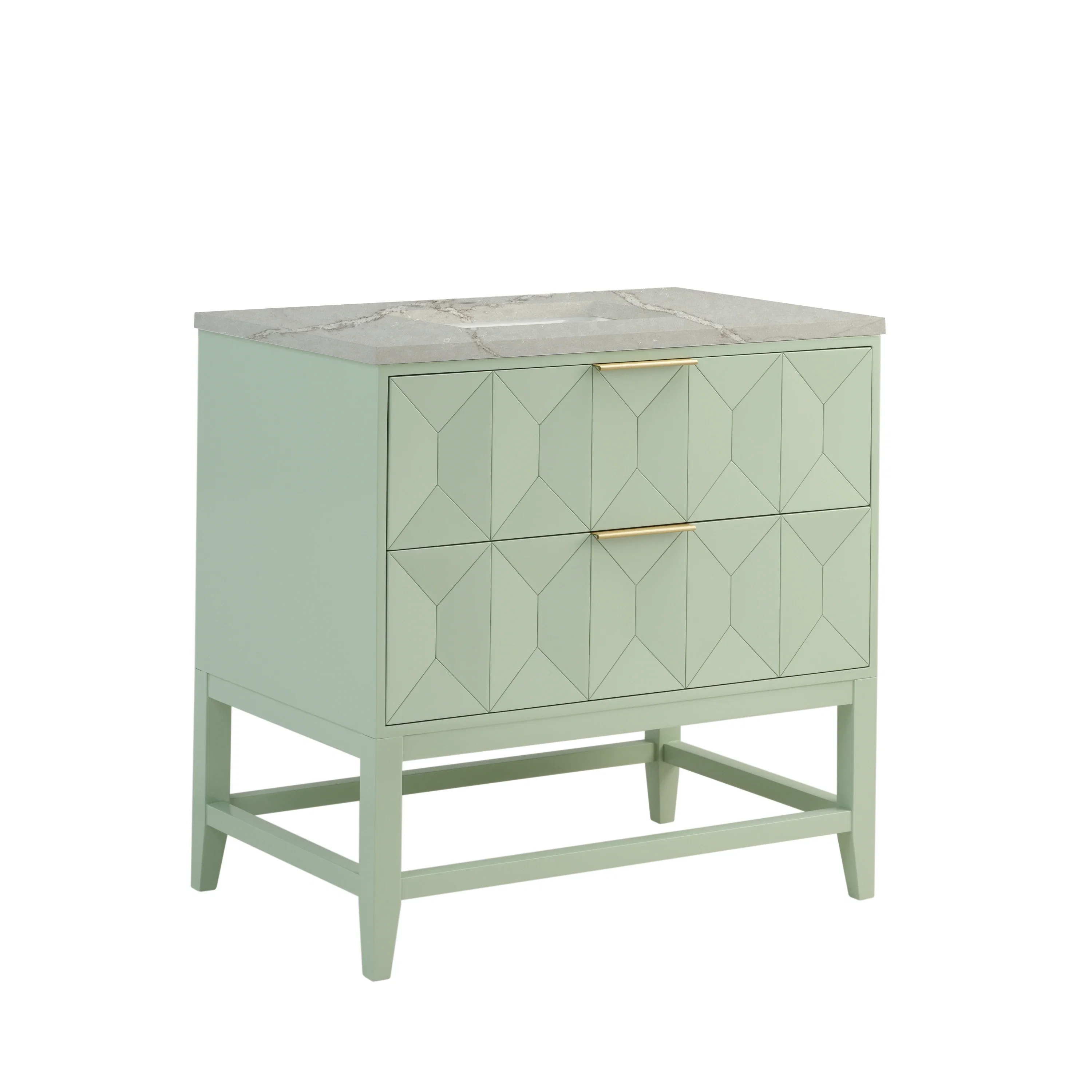 Emmeline 36" Single Vanity, Pistachio w/ 3 CM Victorian Silver Top