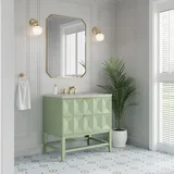 Emmeline 36" Single Vanity, Pistachio w/ 3 CM Victorian Silver Top
