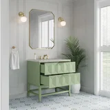 Emmeline 36" Single Vanity, Pistachio w/ 3 CM Victorian Silver Top