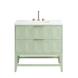 Emmeline 36" Single Vanity, Pistachio w/ 3 CM White Zeus Top