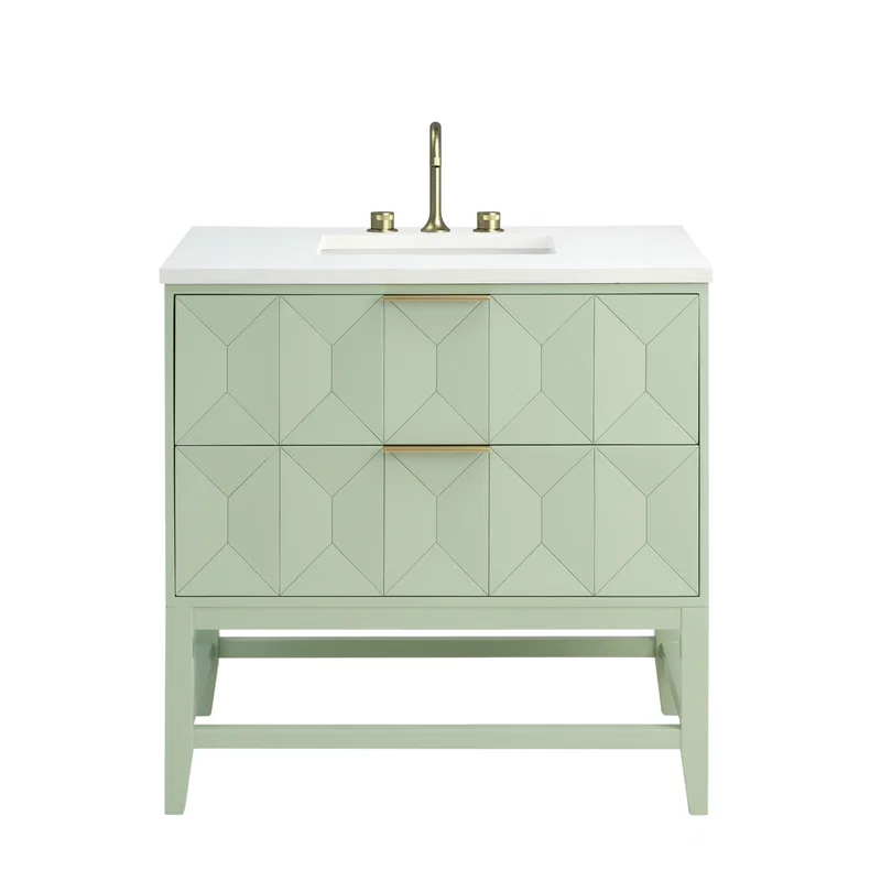 Emmeline 36" Single Vanity, Pistachio w/ 3 CM White Zeus Top