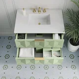 Emmeline 36" Single Vanity, Pistachio w/ 3 CM White Zeus Top
