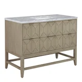 Emmeline 48" Single Vanity, Pebble Oak w/ 3 CM Carrara White Marble Top