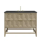 Emmeline 48" Single Vanity, Pebble Oak w/ 3 CM Charcoal Soapstone Silestone Top