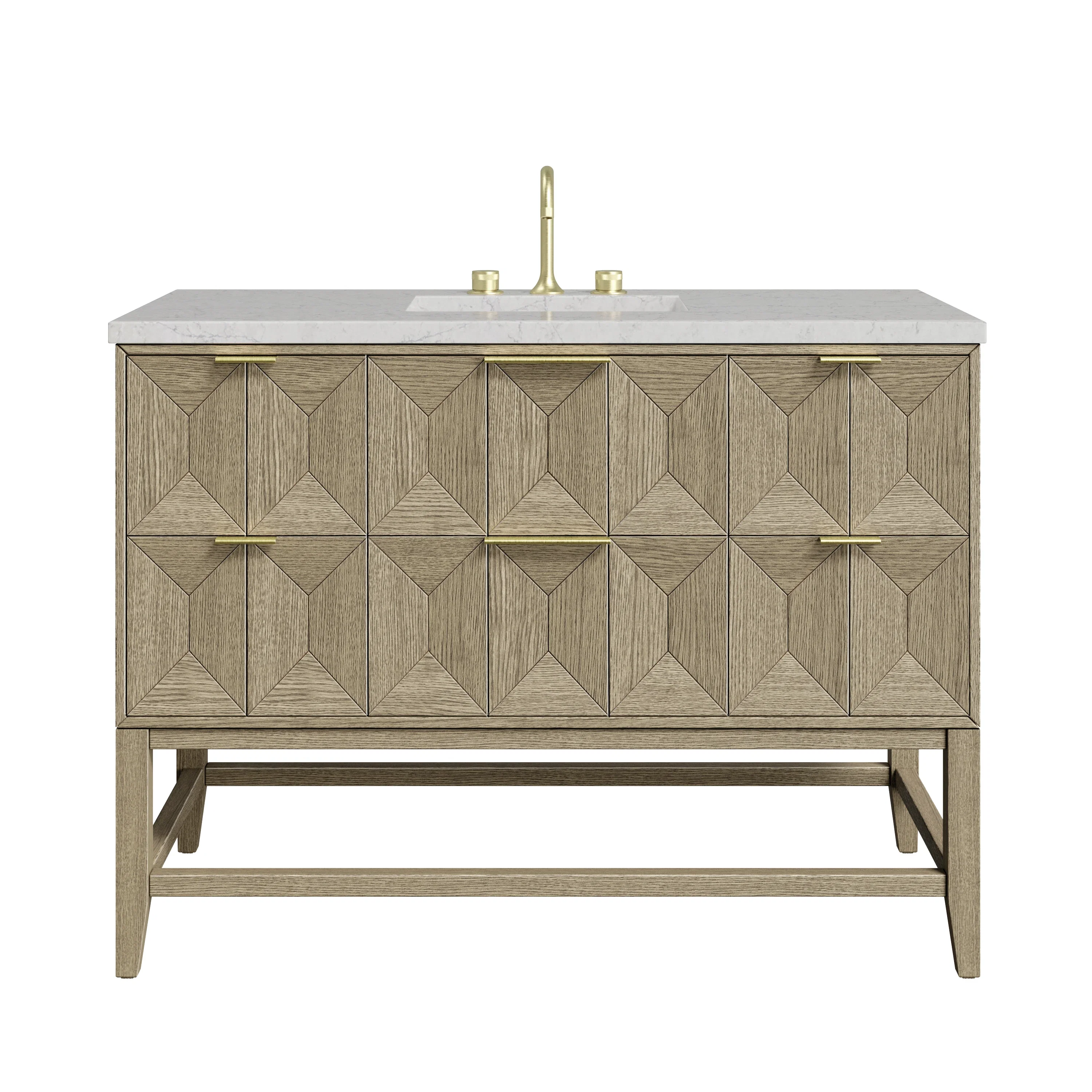 Emmeline 48" Single Vanity, Pebble Oak w/ 3 CM Eternal Jasmine Pearl Silestone Top