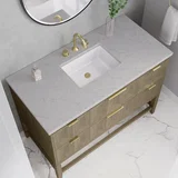Emmeline 48" Single Vanity, Pebble Oak w/ 3 CM Eternal Jasmine Pearl Silestone Top