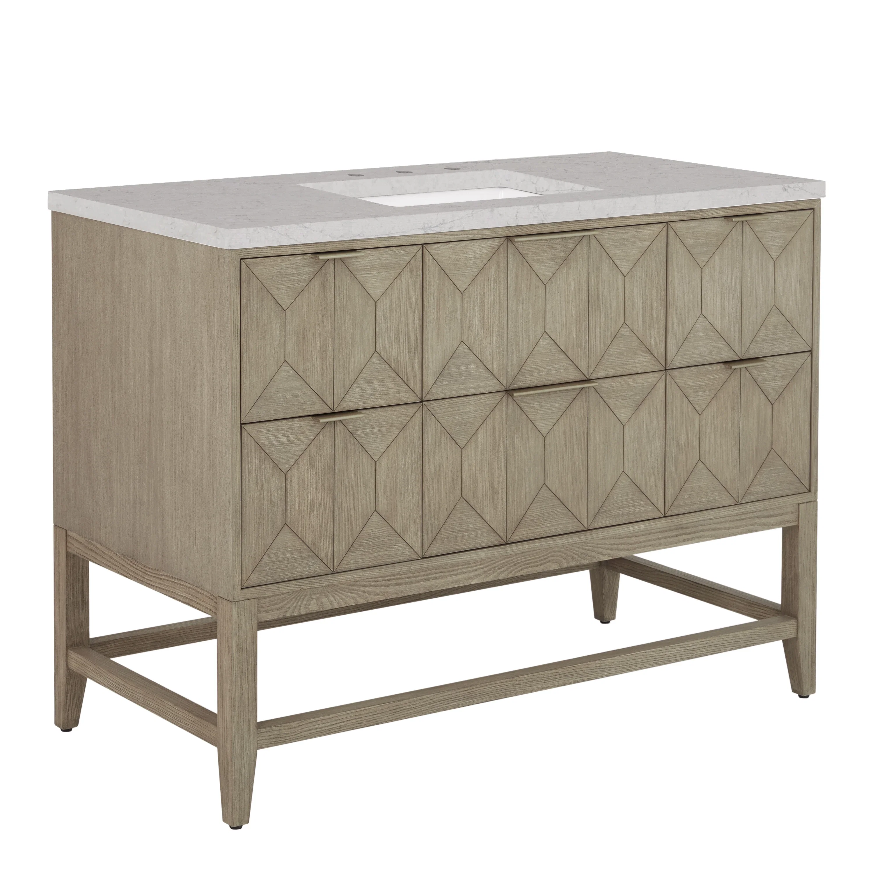 Emmeline 48" Single Vanity, Pebble Oak w/ 3 CM Eternal Jasmine Pearl Silestone Top