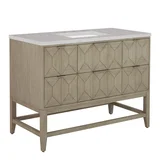 Emmeline 48" Single Vanity, Pebble Oak w/ 3 CM Eternal Jasmine Pearl Silestone Top