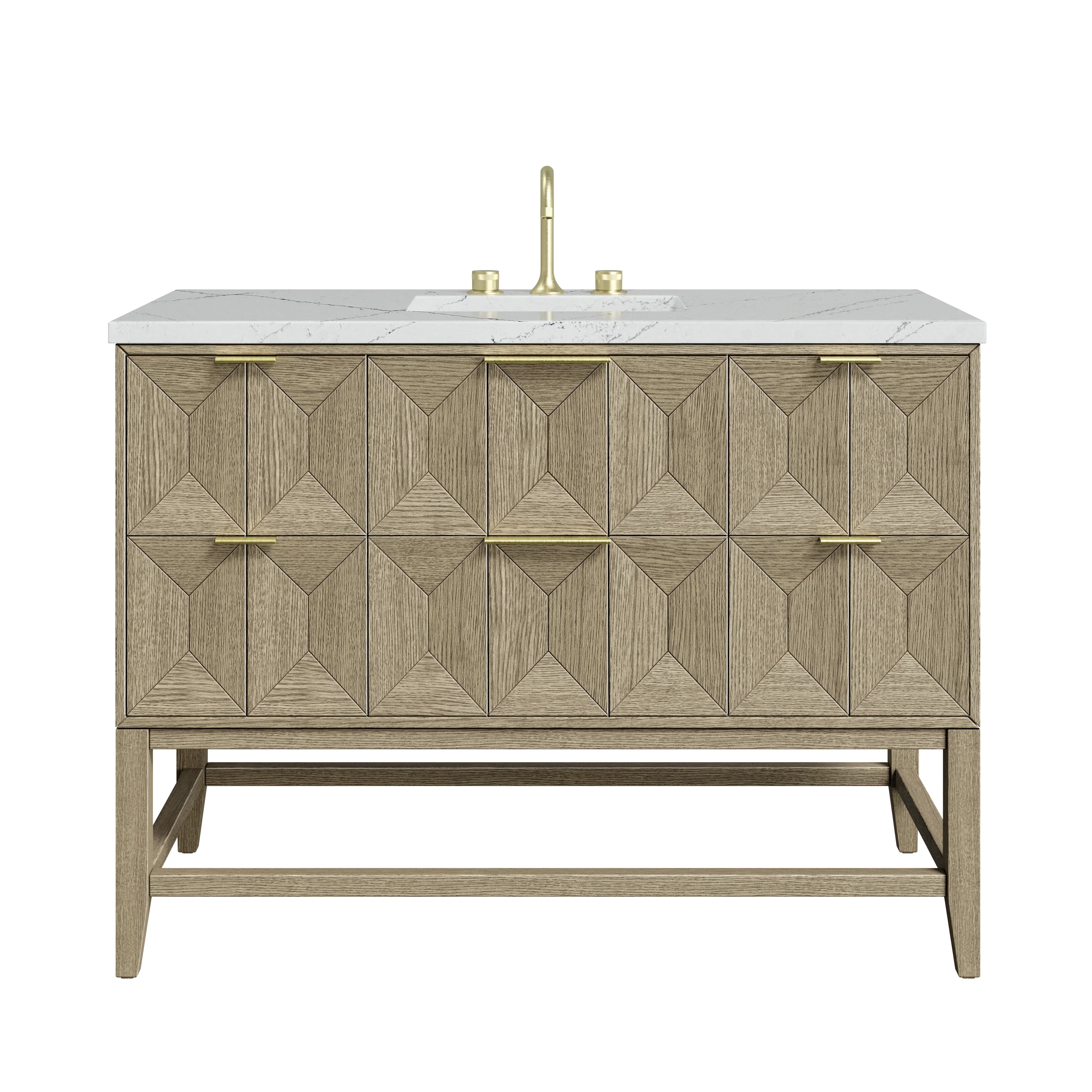 Emmeline 48" Single Vanity, Pebble Oak w/ 3 CM Ethereal Noctis Silestone Top
