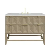 Emmeline 48" Single Vanity, Pebble Oak w/ 3 CM Ethereal Noctis Silestone Top