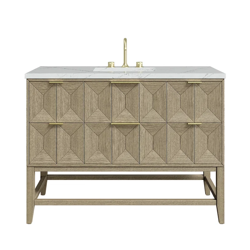 Emmeline 48" Single Vanity, Pebble Oak w/ 3 CM Ethereal Noctis Silestone Top