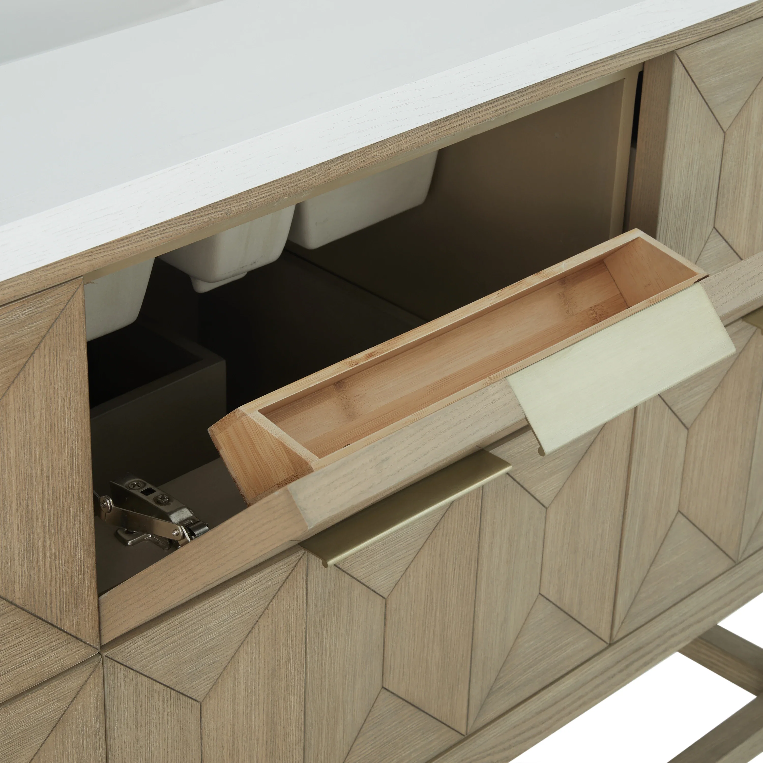 Emmeline 48" Single Vanity, Pebble Oak w/ 3 CM Ethereal Noctis Silestone Top