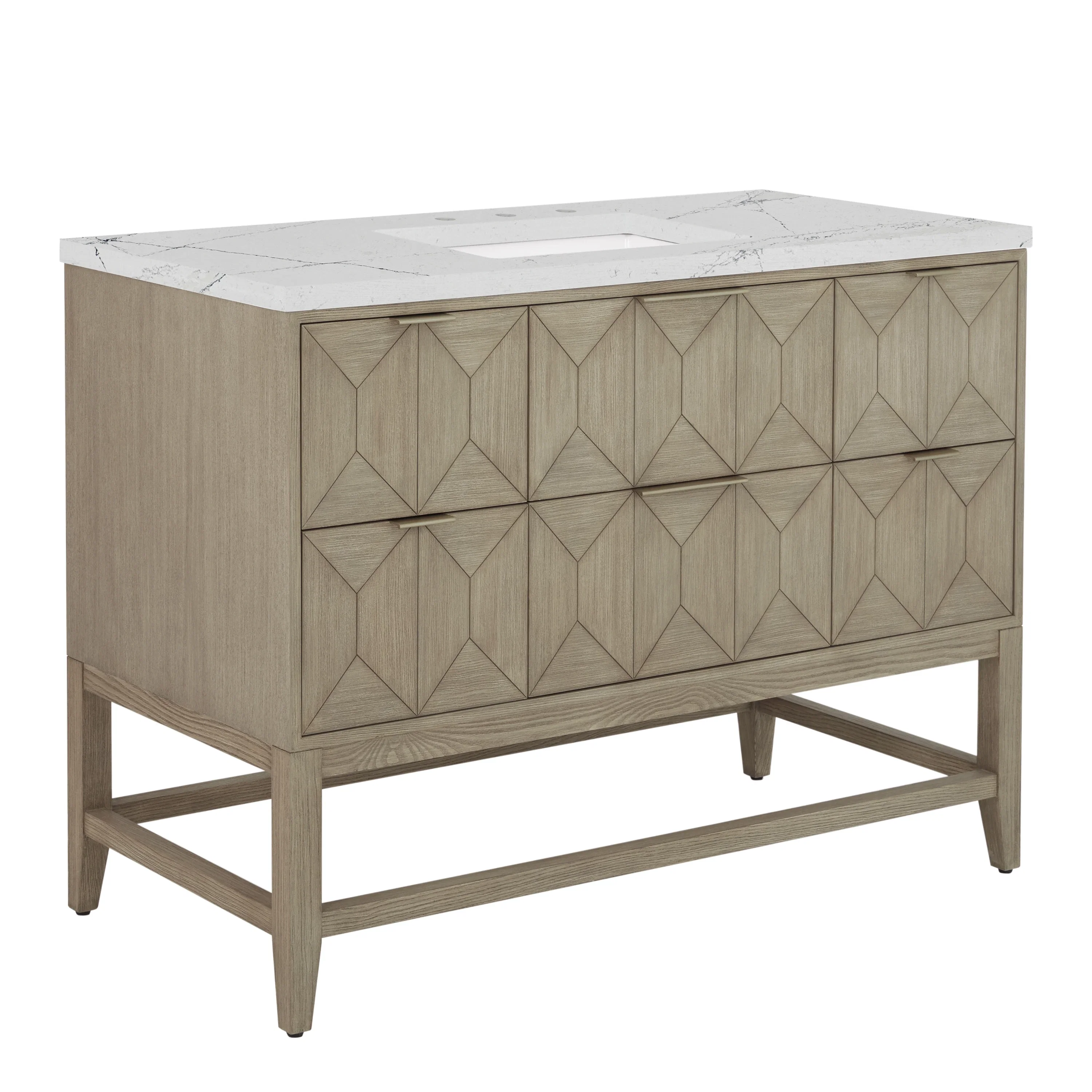 Emmeline 48" Single Vanity, Pebble Oak w/ 3 CM Ethereal Noctis Silestone Top