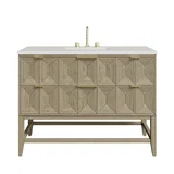 Emmeline 48" Single Vanity, Pebble Oak w/ 3 CM Lime Delight Silestone Top