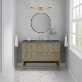 Emmeline 48" Single Vanity, Pebble Oak w/ 3 CM Parisien Bleu Silestone Top