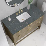 Emmeline 48" Single Vanity, Pebble Oak w/ 3 CM Parisien Bleu Silestone Top