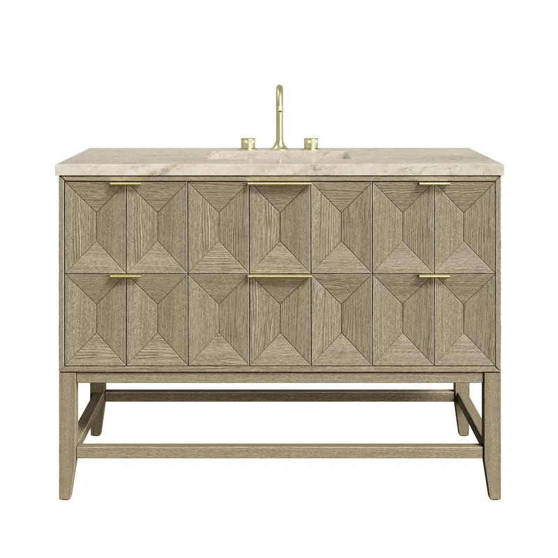 Emmeline 48" Single Vanity, Pebble Oak, w/ 3 CM Tajnar Eclos Top