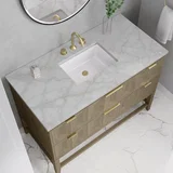 Emmeline 48" Single Vanity, Pebble Oak w/ 3 CM Victorian Silver Silestone Top