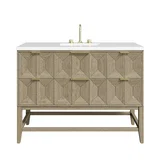 Emmeline 48" Single Vanity, Pebble Oak w/ 3 CM White Zeus Silestone Top