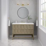 Emmeline 48" Single Vanity, Pebble Oak w/ 3 CM White Zeus Silestone Top