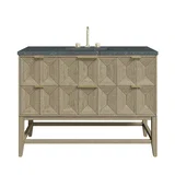 Emmeline 48" Single Vanity, Pebble Oak w/ 3 CM Parisien Bleu Silestone Top w/ FreePower Wireless Charger