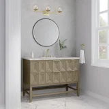 Emmeline 48" Single Vanity, Pebble Oak w/ 3 CM Victorian Silver Silestone Top w/ FreePower Wireless Charger