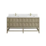 Emmeline 72" Double Vanity, Pebble Oak w/ Single Hole 3 CM White Zeus Top & Backsplash