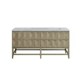 Emmeline 72" Double Vanity, Pebble Oak w/ 3 CM Carrara Marble Top