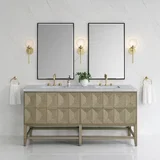 Emmeline 72" Double Vanity, Pebble Oak w/ 3 CM Carrara Marble Top