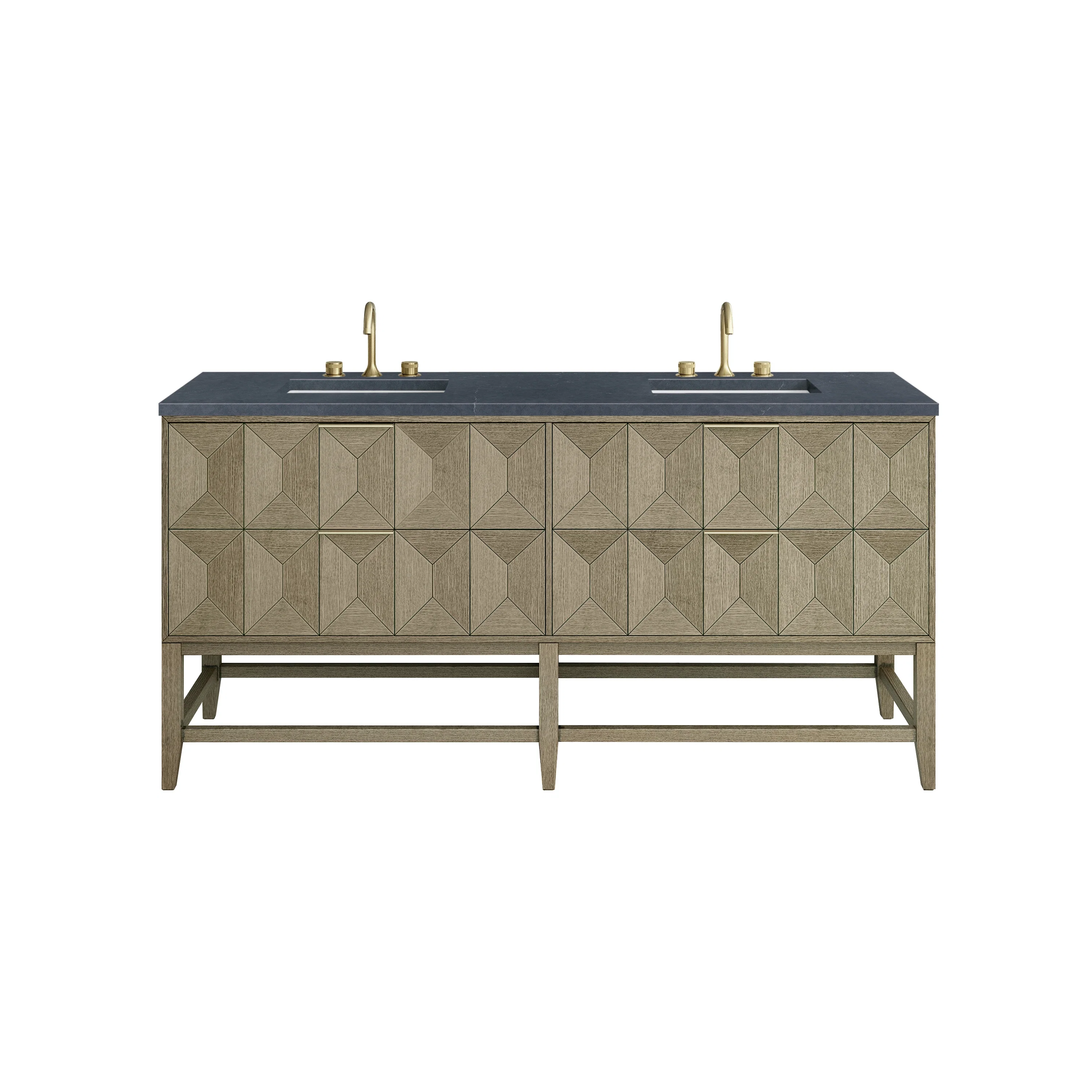 Emmeline 72" Double Vanity, Pebble Oak w/ 3 CM Charcoal Soapstone Top