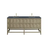 Emmeline 72" Double Vanity, Pebble Oak w/ 3 CM Charcoal Soapstone Top