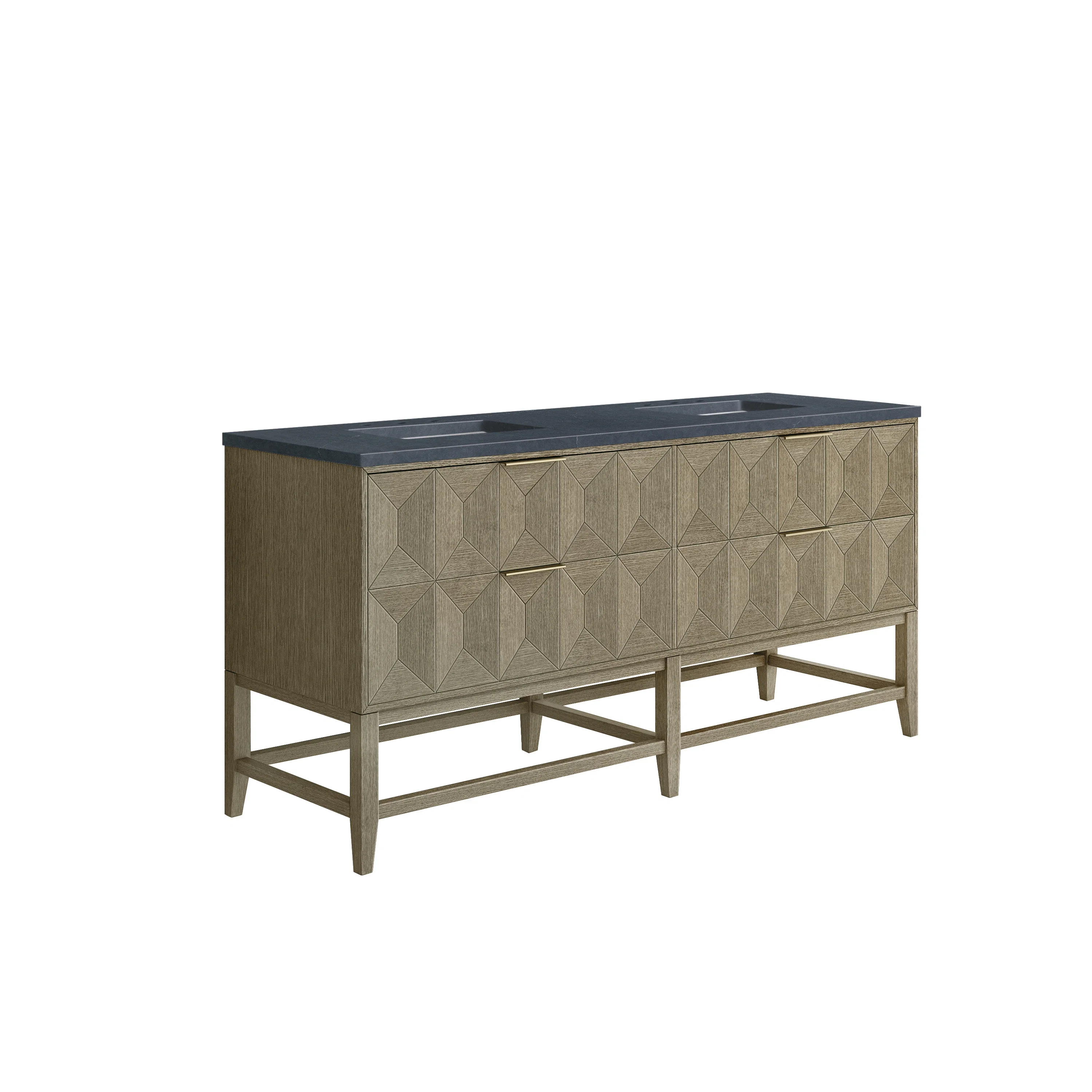 Emmeline 72" Double Vanity, Pebble Oak w/ 3 CM Charcoal Soapstone Top