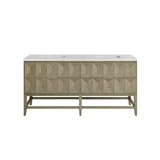 Emmeline 72" Double Vanity, Pebble Oak w/ 3 CM Eternal Jasmine Pearl Top