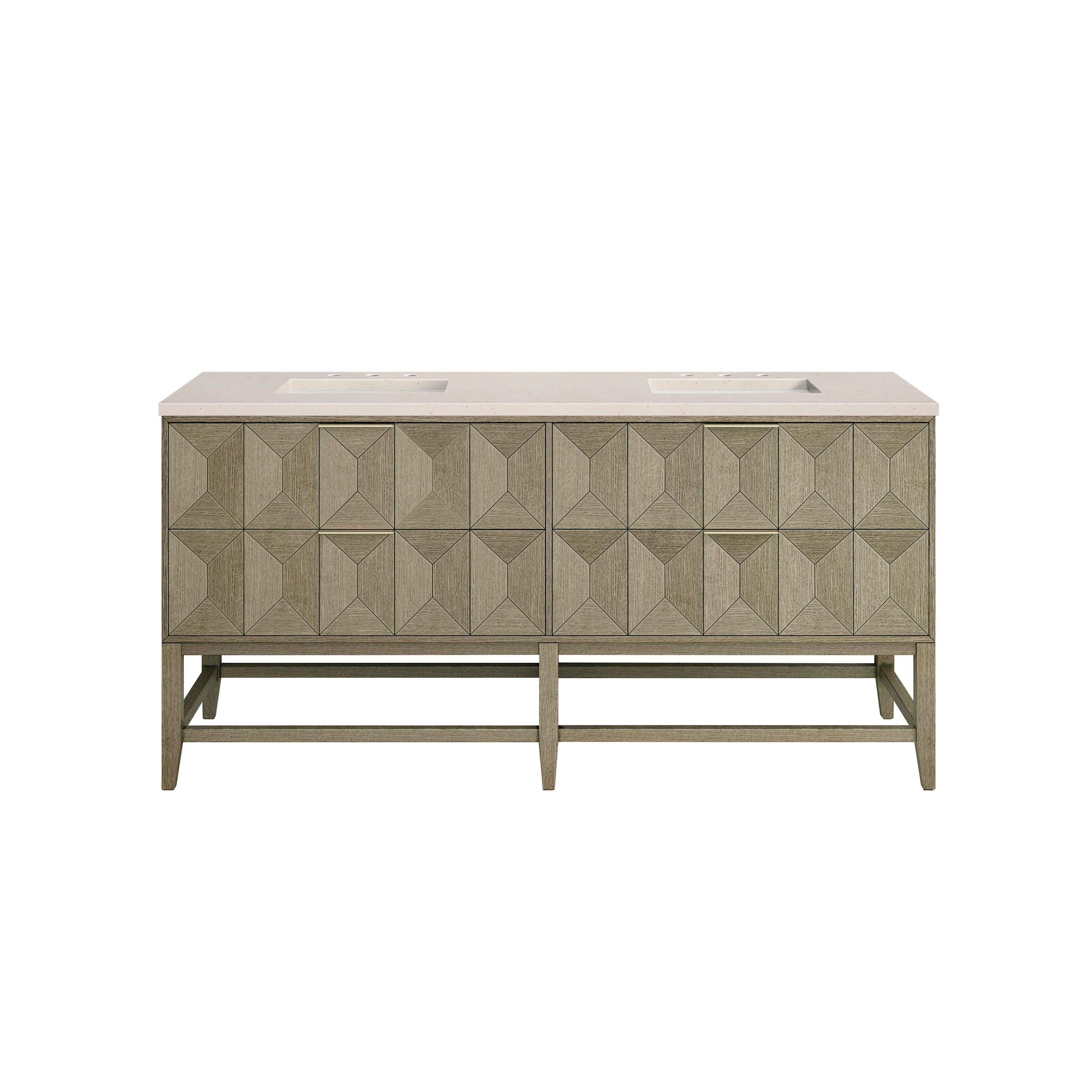 Emmeline 72" Double Vanity, Pebble Oak w/ 3 CM Eternal Marfil Top