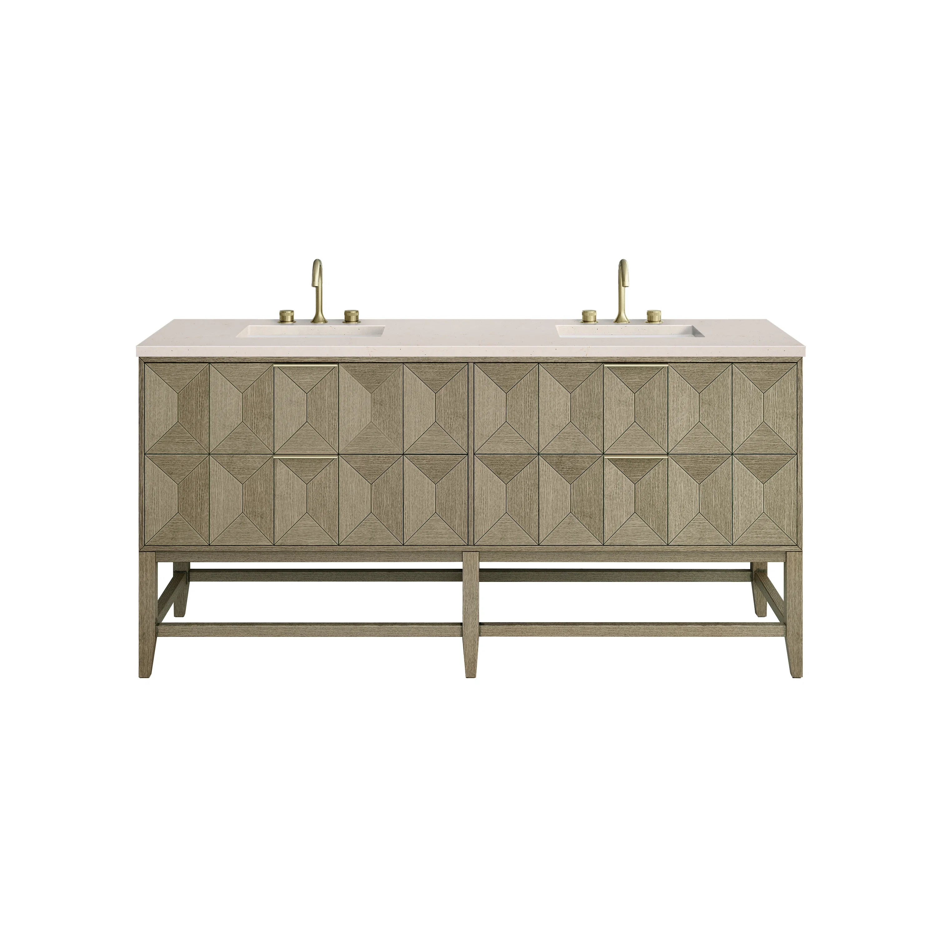 Emmeline 72" Double Vanity, Pebble Oak w/ 3 CM Eternal Marfil Top