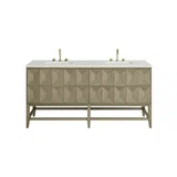 Emmeline 72" Double Vanity, Pebble Oak w/ 3 CM Lime Delight Top