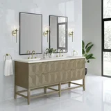 Emmeline 72" Double Vanity, Pebble Oak w/ 3 CM Lime Delight Top