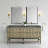 Emmeline 72" Double Vanity, Pebble Oak w/ 3 CM Parisien Bleu Top