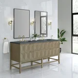 Emmeline 72" Double Vanity, Pebble Oak w/ 3 CM Parisien Bleu Top