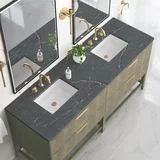 Emmeline 72" Double Vanity, Pebble Oak w/ 3 CM Parisien Bleu Top