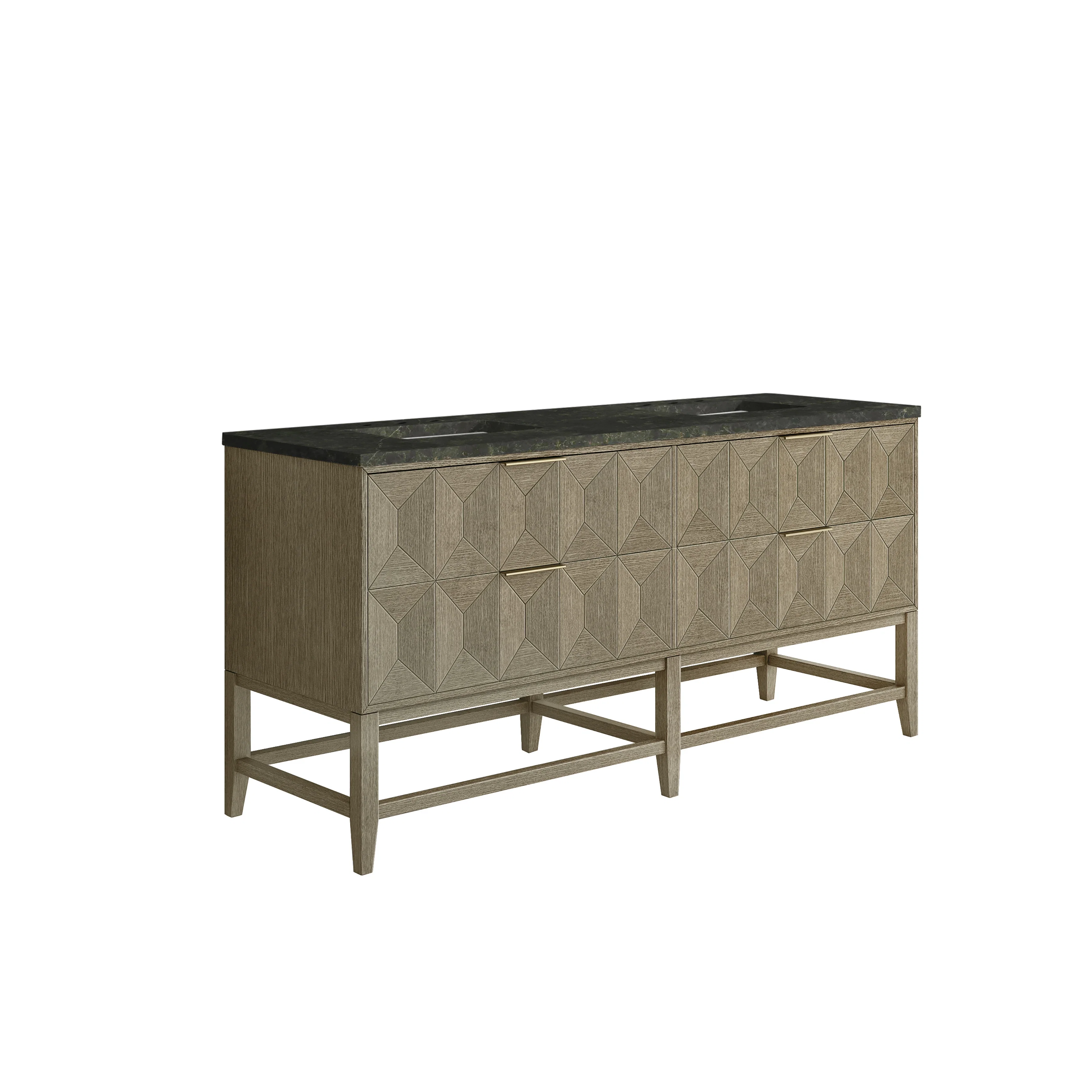 Emmeline 72" Double Vanity, Pebble Oak, w/ 3 CM Phantome Eclos Top