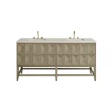 Emmeline 72" Double Vanity, Pebble Oak, w/ 3 CM Siberian Silestone Top