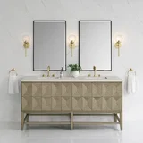 Emmeline 72" Double Vanity, Pebble Oak, w/ 3 CM Siberian Silestone Top