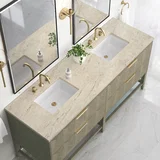 Emmeline 72" Double Vanity, Pebble Oak, w/ 3 CM Tajnar Eclos Top