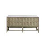 Emmeline 72" Double Vanity, Pebble Oak w/ 3 CM White Zeus Top