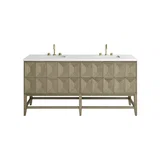 Emmeline 72" Double Vanity, Pebble Oak w/ 3 CM White Zeus Top