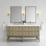 Emmeline 72" Double Vanity, Pebble Oak w/ 3 CM White Zeus Top