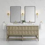 Emmeline 72" Double Vanity, Pebble Oak w/ 3 CM Ethereal Noctis Top w/FreePower Wireless Charger
