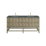 Emmeline 72" Double Vanity, Pebble Oak w/ 3 CM Parisien Bleu Top w/FreePower Wireless Charger
