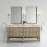 Emmeline 72" Double Vanity, Pebble Oak, w/ 3 CM Tajnar Eclos Top w/FreePower Wireless Charger